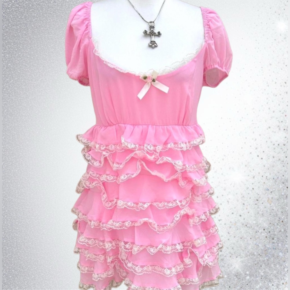 Sugar Thrillz Lolita Layered Ruffle Babydoll Lace Dress NWT